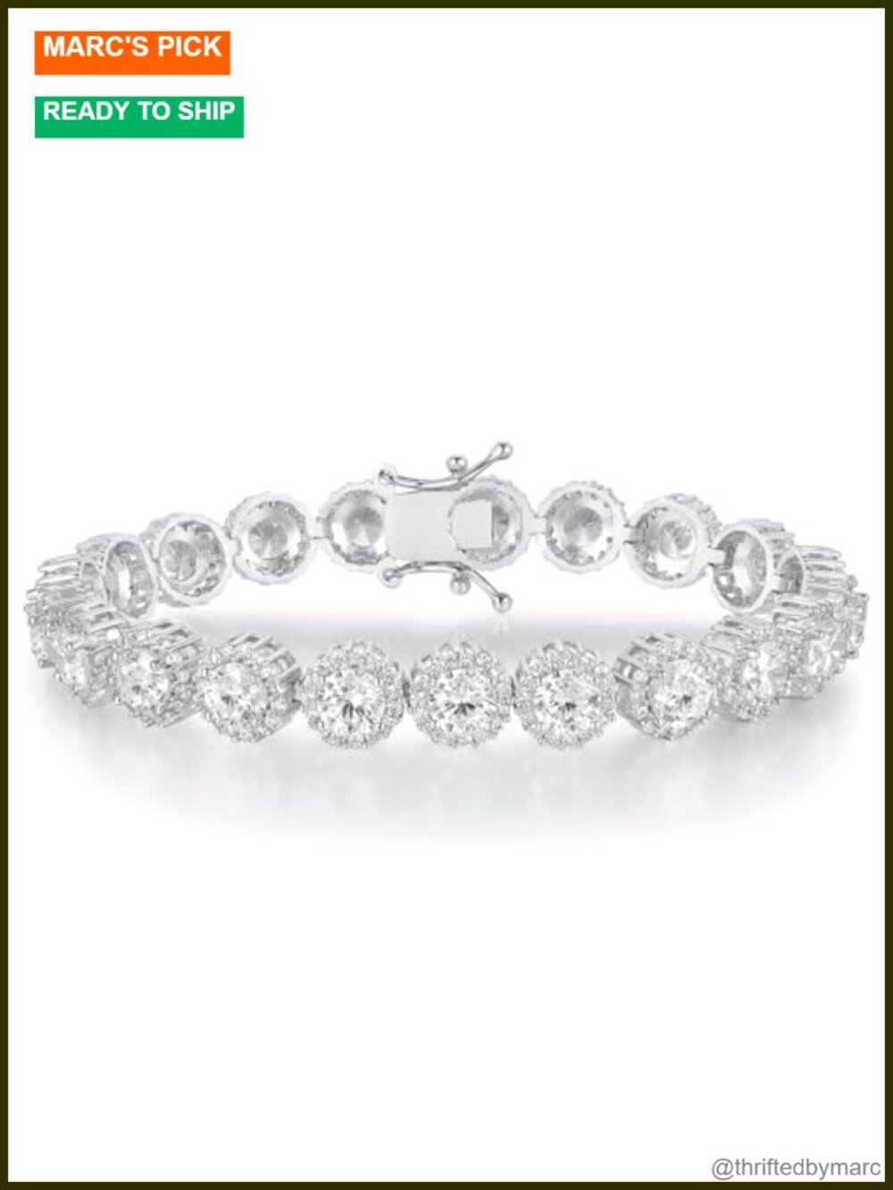 18K Yellow Gold Plated Tennis Bracelet 5mm Round Cubic Zirconia